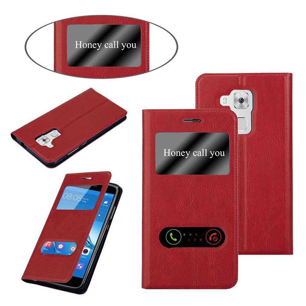 Cadorabo Schutzhülle für Huawei NOVA PLUS Hülle in Rot Handyhülle Book Case Cover Etui