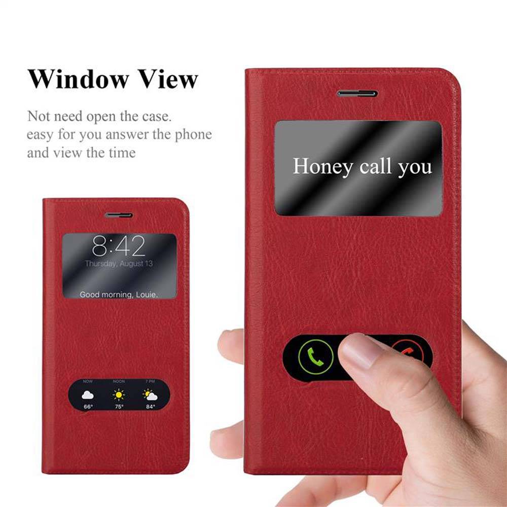 Cadorabo Schutzhülle für Huawei NOVA PLUS Hülle in Rot Handyhülle Book Case Cover Etui