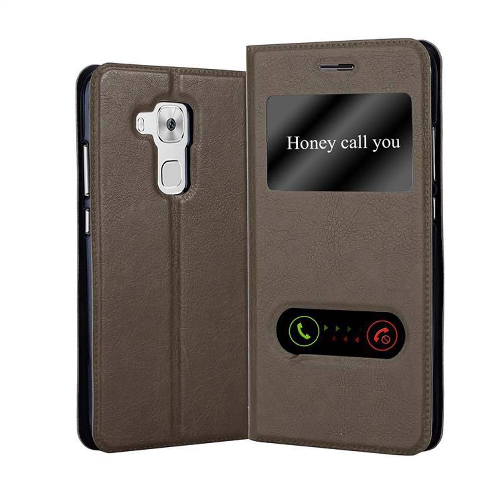 Cadorabo Schutzhülle für Huawei NOVA PLUS Hülle in Braun Handyhülle Book Case Cover Etui