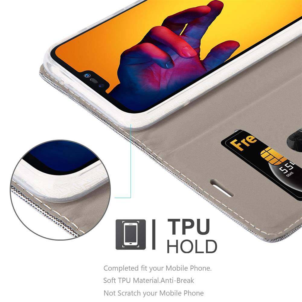 Cadorabo Hülle für Huawei P20 LITE 2018 / NOVA 3E Schutzhülle in Grau Handy Hülle Etui Book Case Cover