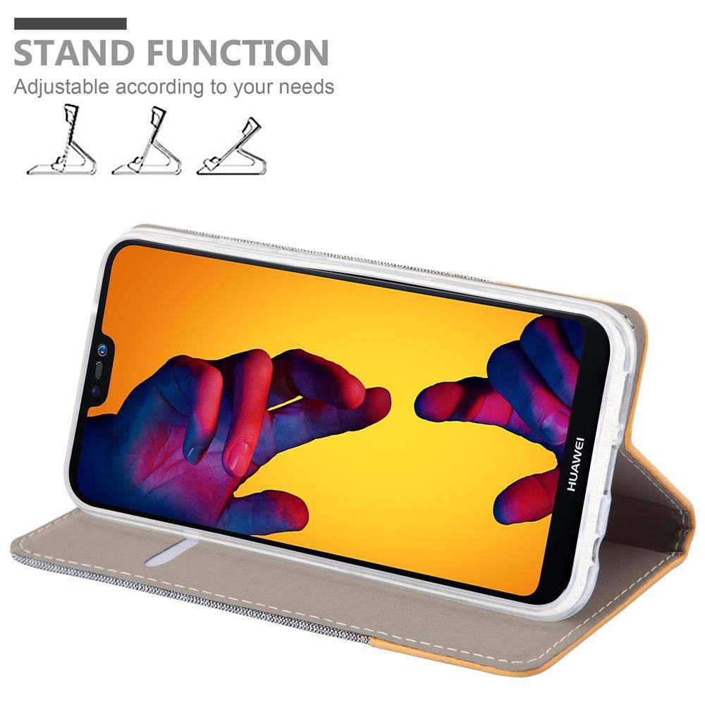 Cadorabo Hülle für Huawei P20 LITE 2018 / NOVA 3E Schutzhülle in Grau Handy Hülle Etui Book Case Cover