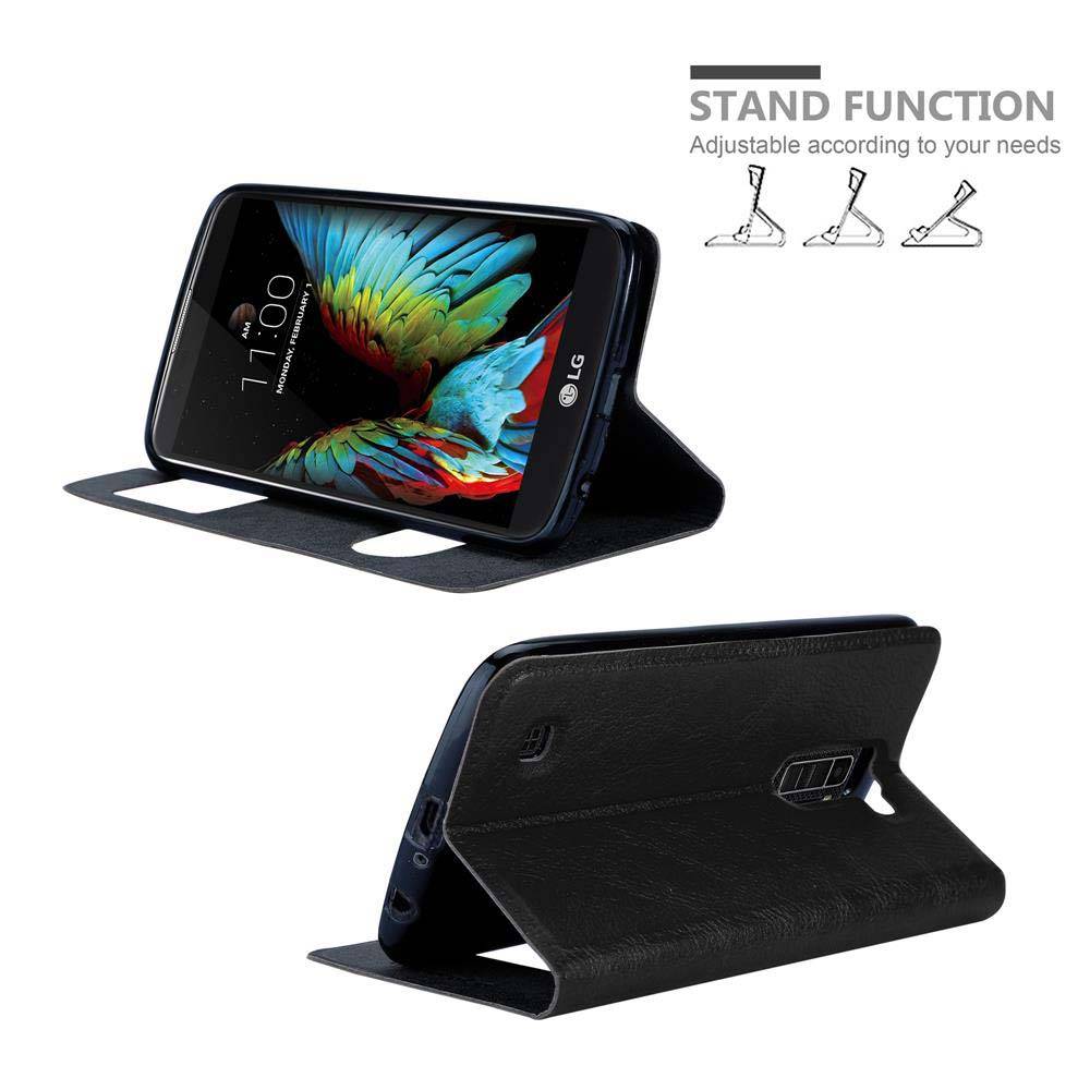 Cadorabo Schutzhülle für LG K10 2016 Hülle in Schwarz Handyhülle Book Case Cover Etui