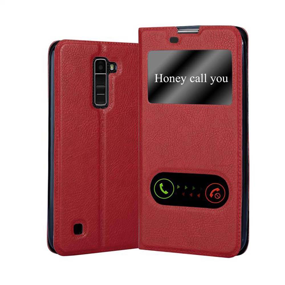 Cadorabo Schutzhülle für LG K10 2016 Hülle in Rot Handyhülle Book Case Cover Etui