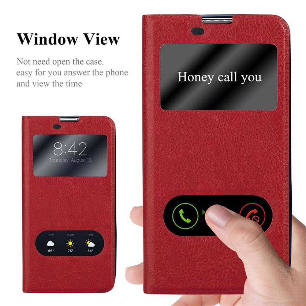 Cadorabo Schutzhülle für LG K10 2016 Hülle in Rot Handyhülle Book Case Cover Etui