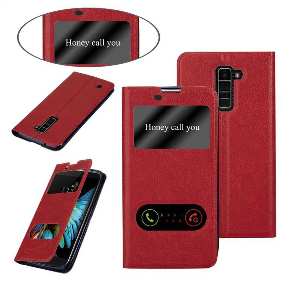 Cadorabo Schutzhülle für LG K10 2016 Hülle in Rot Handyhülle Book Case Cover Etui