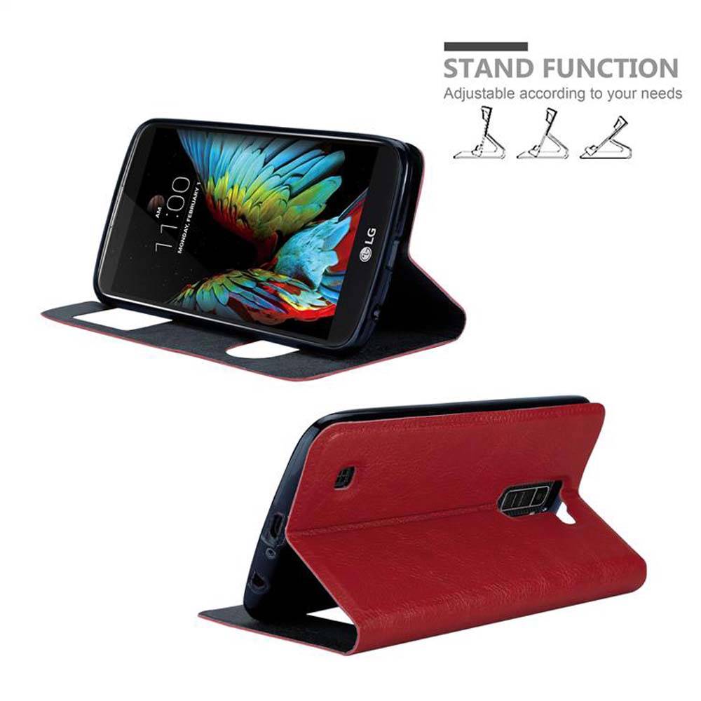 Cadorabo Schutzhülle für LG K10 2016 Hülle in Rot Handyhülle Book Case Cover Etui