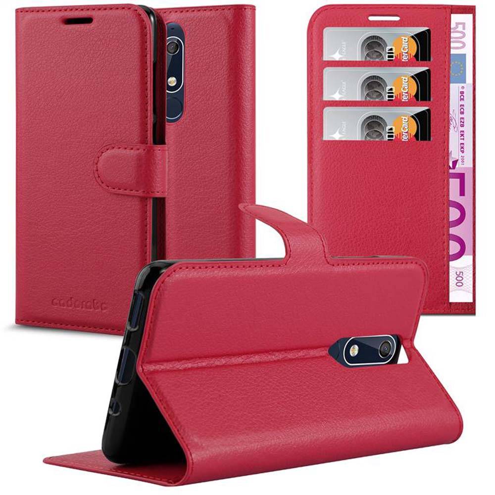 Cadorabo Hülle für Nokia 5.1 Schutz Hülle in Rot Handyhülle Etui Case Cover Magnetverschluss