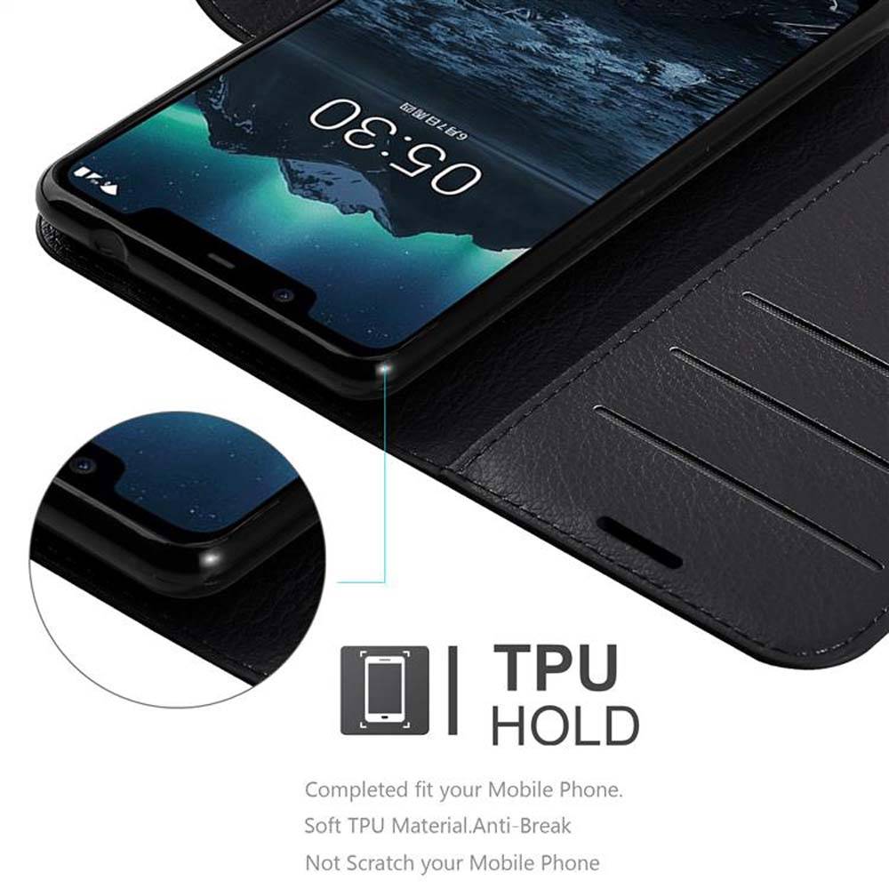Cadorabo Hülle für Nokia 5.1 Schutz Hülle in Schwarz Handyhülle Etui Case Cover Magnetverschluss