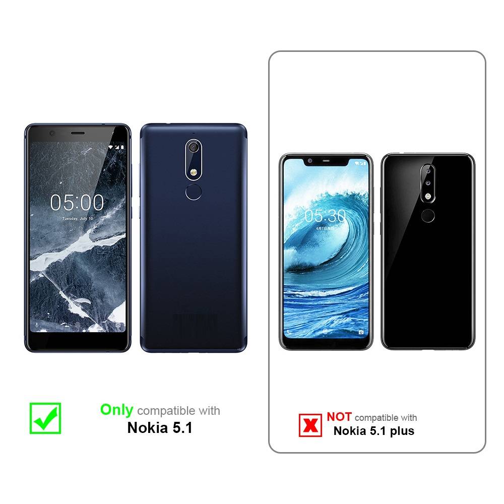 Cadorabo Hülle für Nokia 5.1 Schutz Hülle in Schwarz Handyhülle Etui Case Cover Magnetverschluss