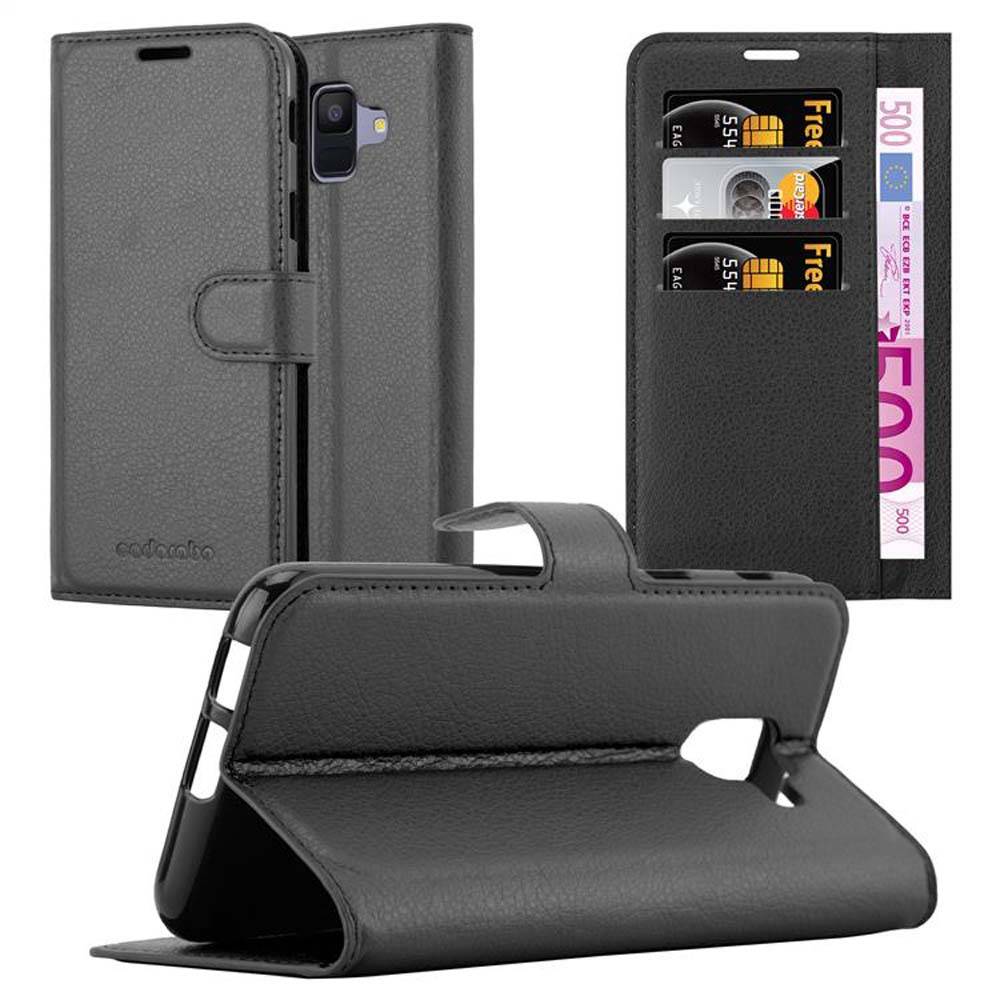 Cadorabo Hülle für Samsung Galaxy A6 2018 Schutz Hülle in Schwarz Handyhülle Etui Case Cover Magnetverschluss