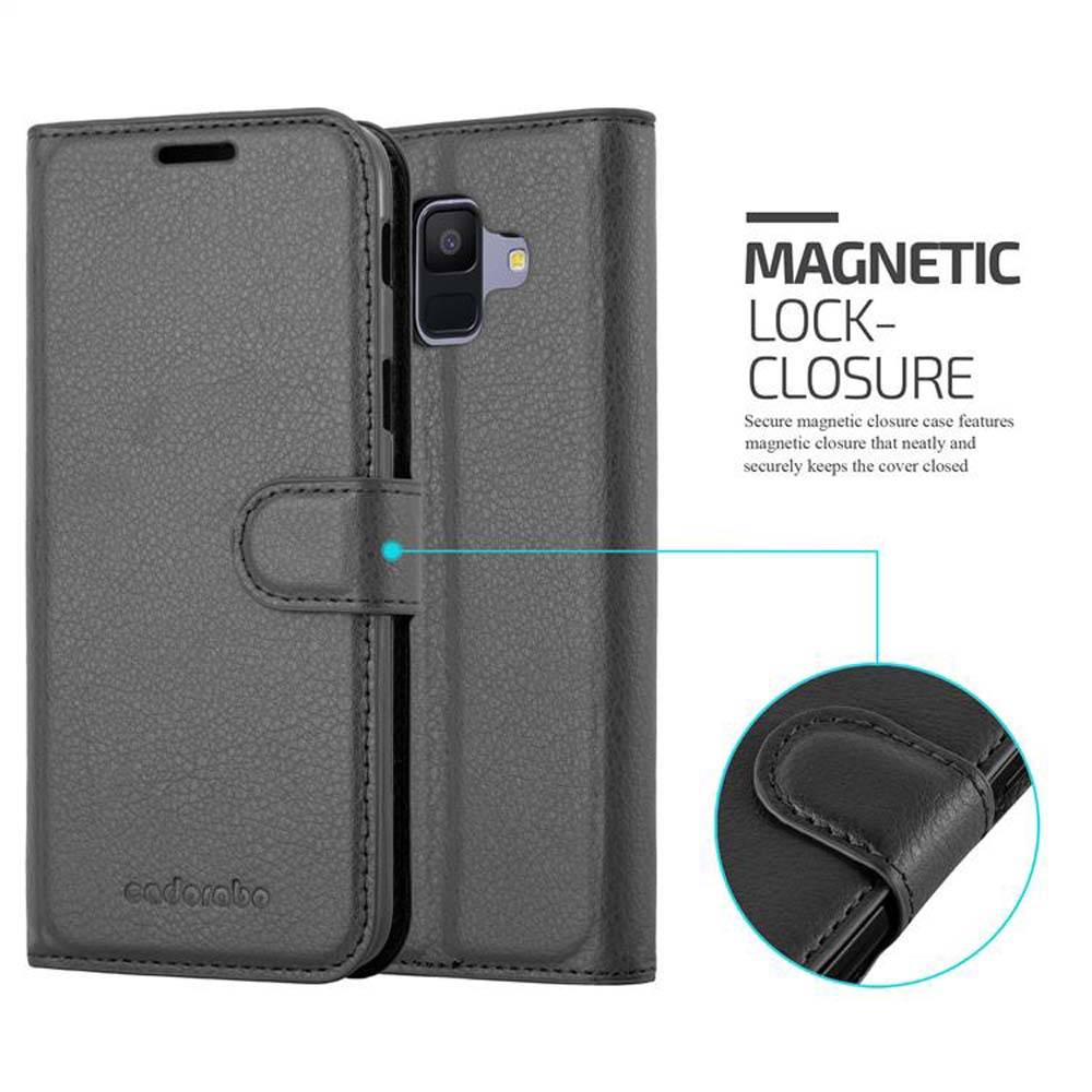 Cadorabo Hülle für Samsung Galaxy A6 2018 Schutz Hülle in Schwarz Handyhülle Etui Case Cover Magnetverschluss