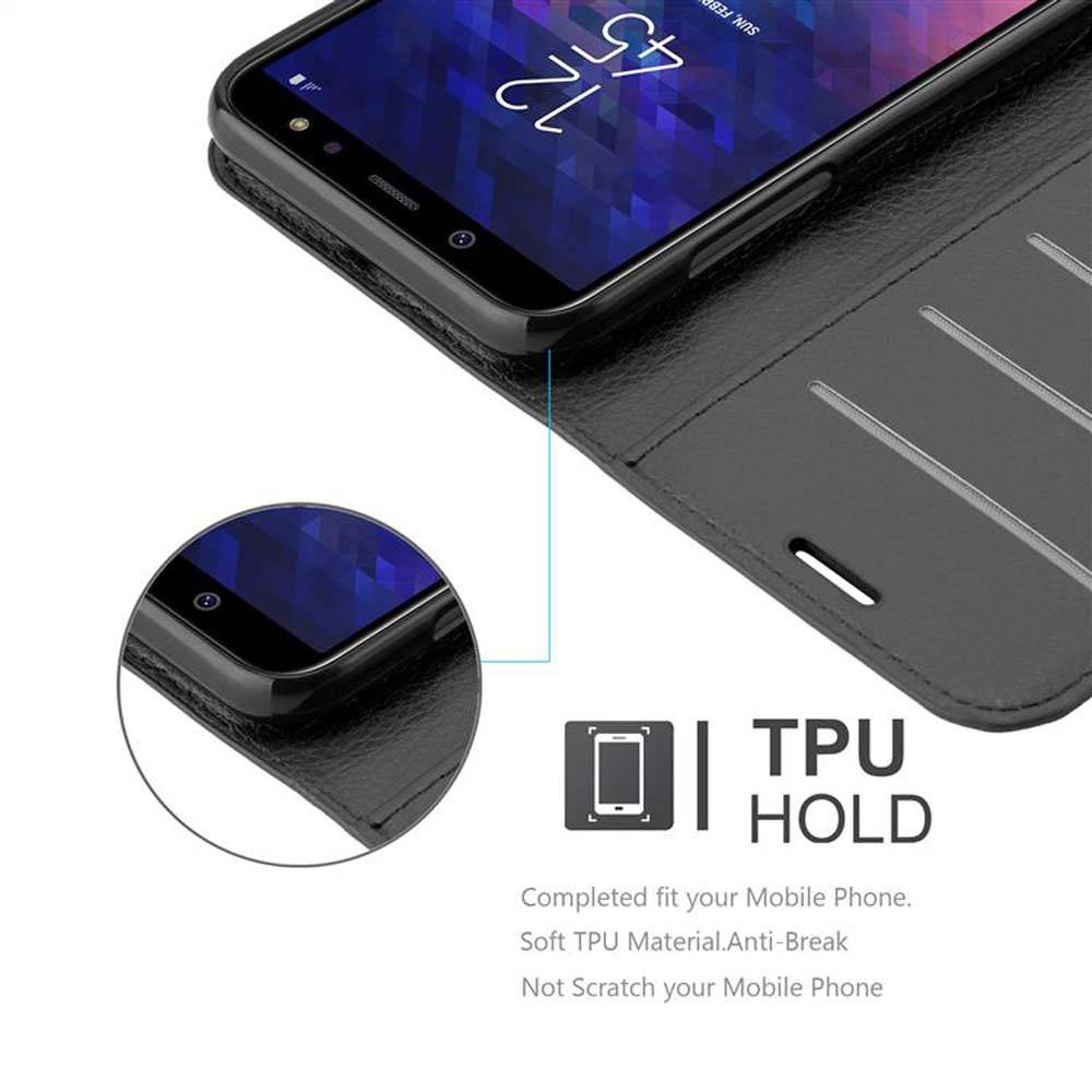Cadorabo Hülle für Samsung Galaxy A6 2018 Schutz Hülle in Schwarz Handyhülle Etui Case Cover Magnetverschluss