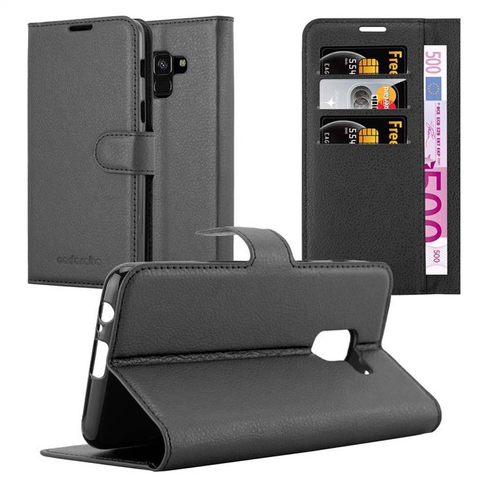 Cadorabo Hülle für Samsung Galaxy A8 2018 Schutz Hülle in Schwarz Handyhülle Etui Case Cover Magnetverschluss