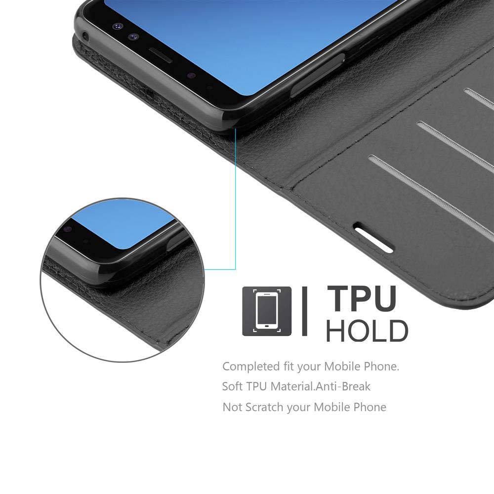 Cadorabo Hülle für Samsung Galaxy A8 2018 Schutz Hülle in Schwarz Handyhülle Etui Case Cover Magnetverschluss