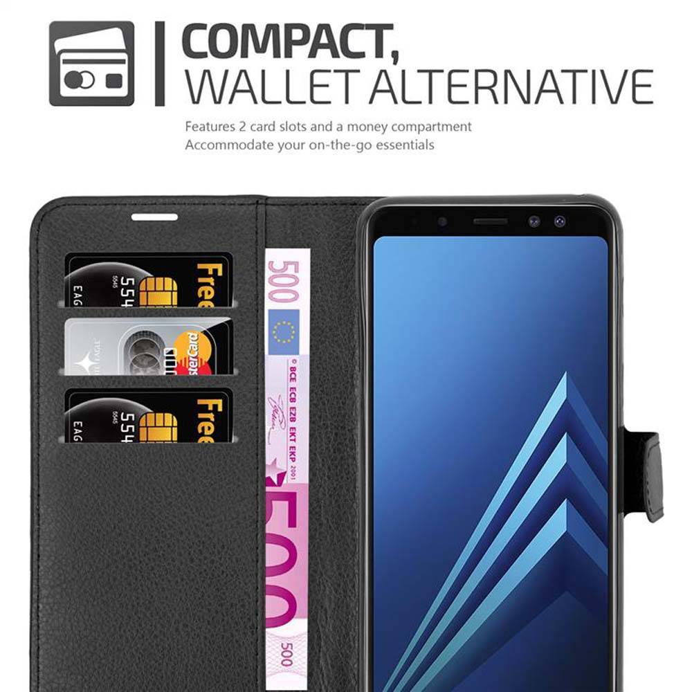 Cadorabo Hülle für Samsung Galaxy A8 2018 Schutz Hülle in Schwarz Handyhülle Etui Case Cover Magnetverschluss