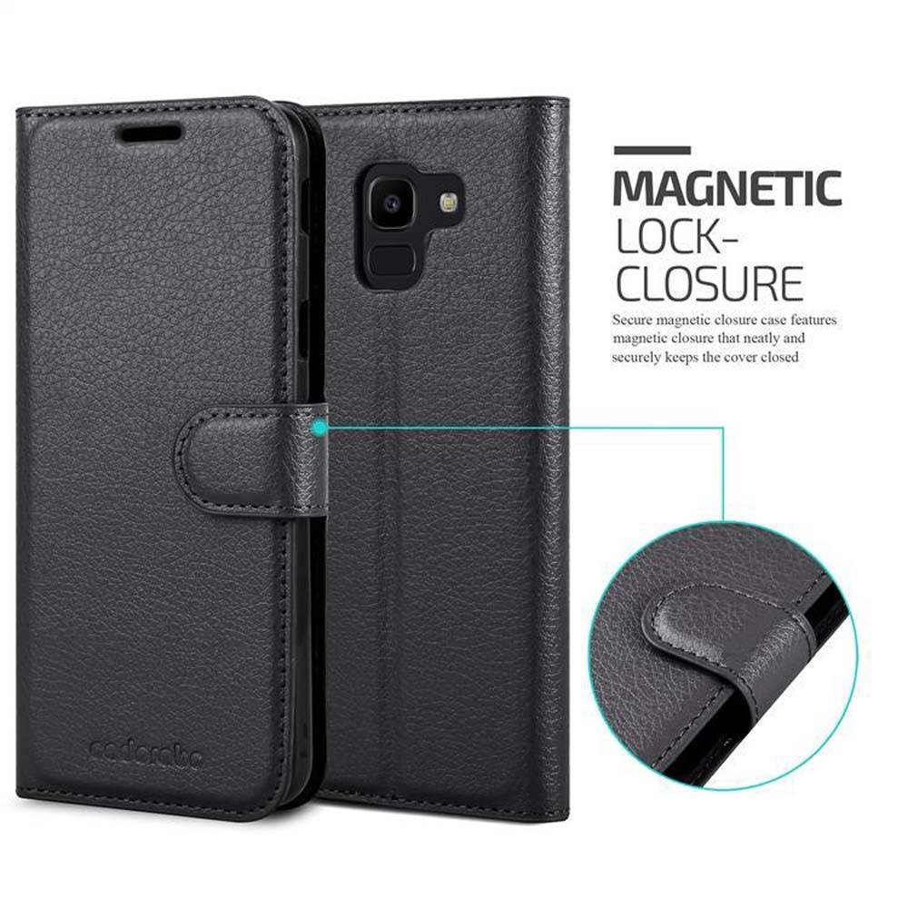 Cadorabo Hülle für Samsung Galaxy J6 2018 Schutz Hülle in Schwarz Handyhülle Etui Case Cover Magnetverschluss