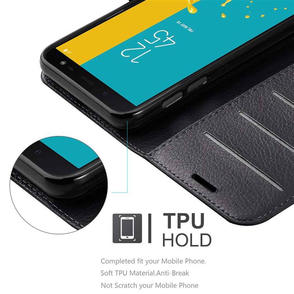 Cadorabo Hülle für Samsung Galaxy J6 2018 Schutz Hülle in Schwarz Handyhülle Etui Case Cover Magnetverschluss