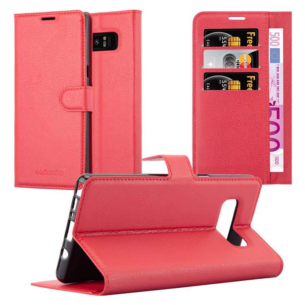 Cadorabo Hülle für Samsung Galaxy NOTE 8 Schutz Hülle in Rot Handyhülle Etui Case Cover Magnetverschluss