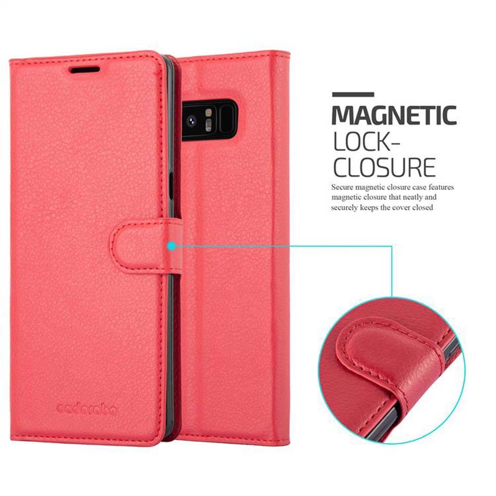 Cadorabo Hülle für Samsung Galaxy NOTE 8 Schutz Hülle in Rot Handyhülle Etui Case Cover Magnetverschluss