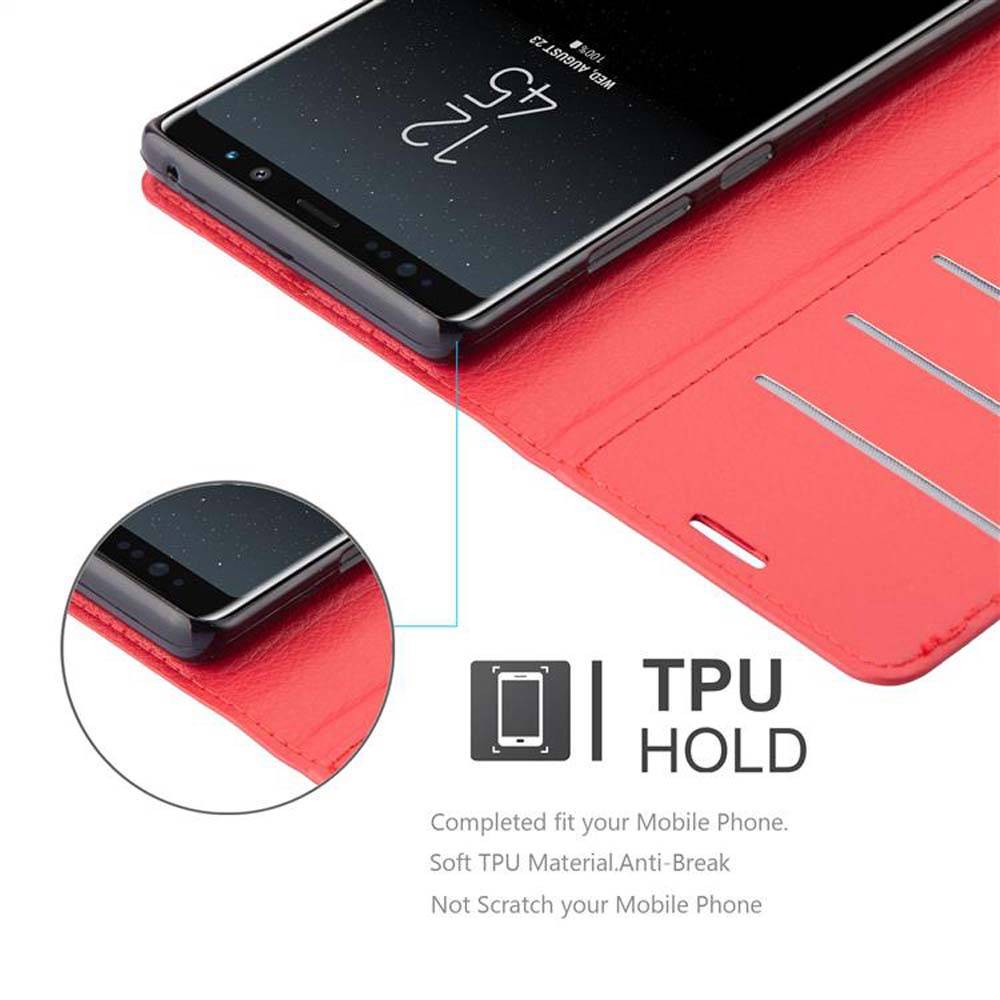 Cadorabo Hülle für Samsung Galaxy NOTE 8 Schutz Hülle in Rot Handyhülle Etui Case Cover Magnetverschluss