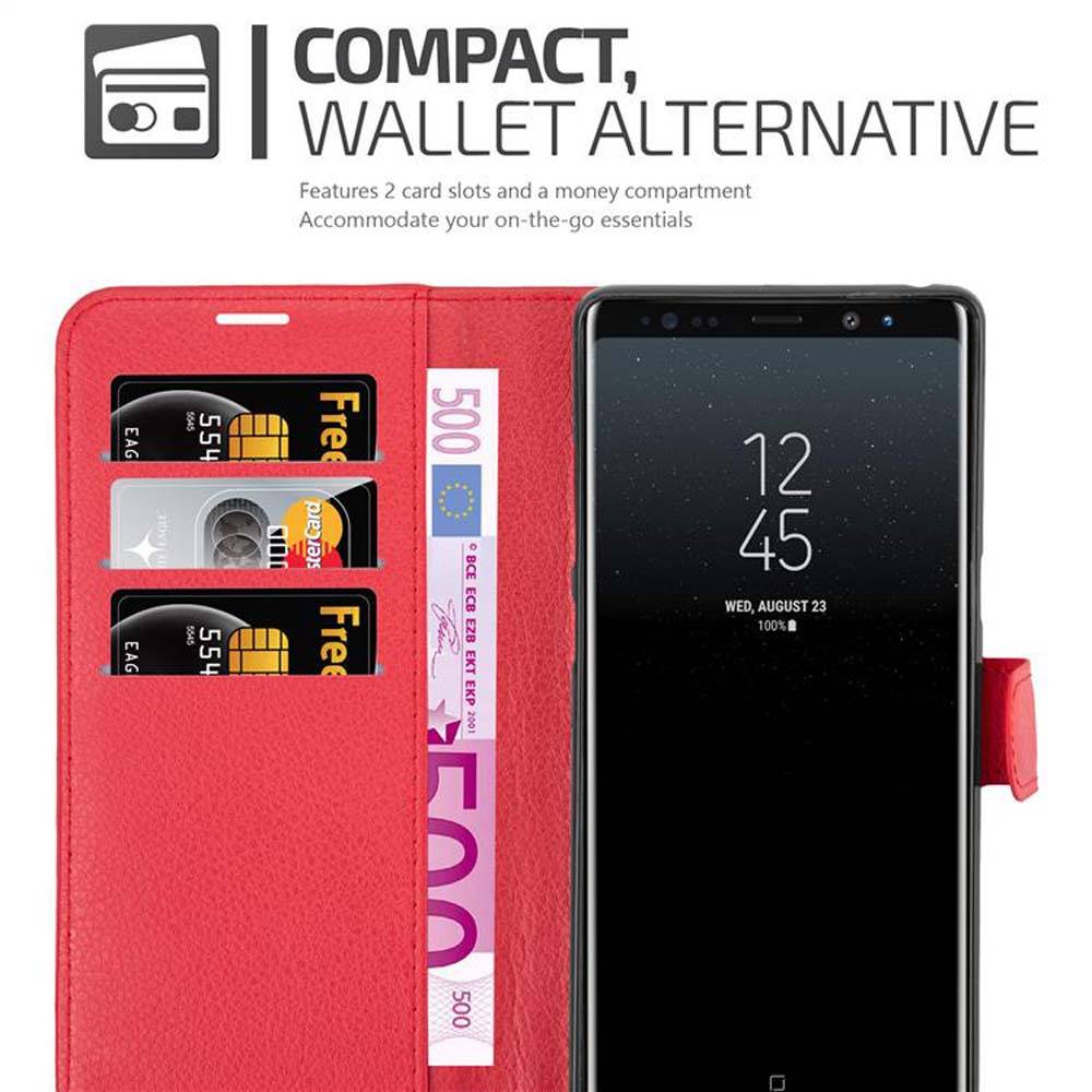 Cadorabo Hülle für Samsung Galaxy NOTE 8 Schutz Hülle in Rot Handyhülle Etui Case Cover Magnetverschluss