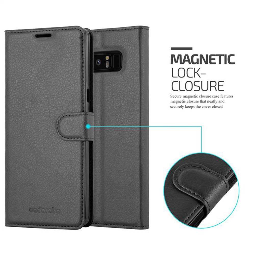 Cadorabo Hülle für Samsung Galaxy NOTE 8 Schutz Hülle in Schwarz Handyhülle Etui Case Cover Magnetverschluss