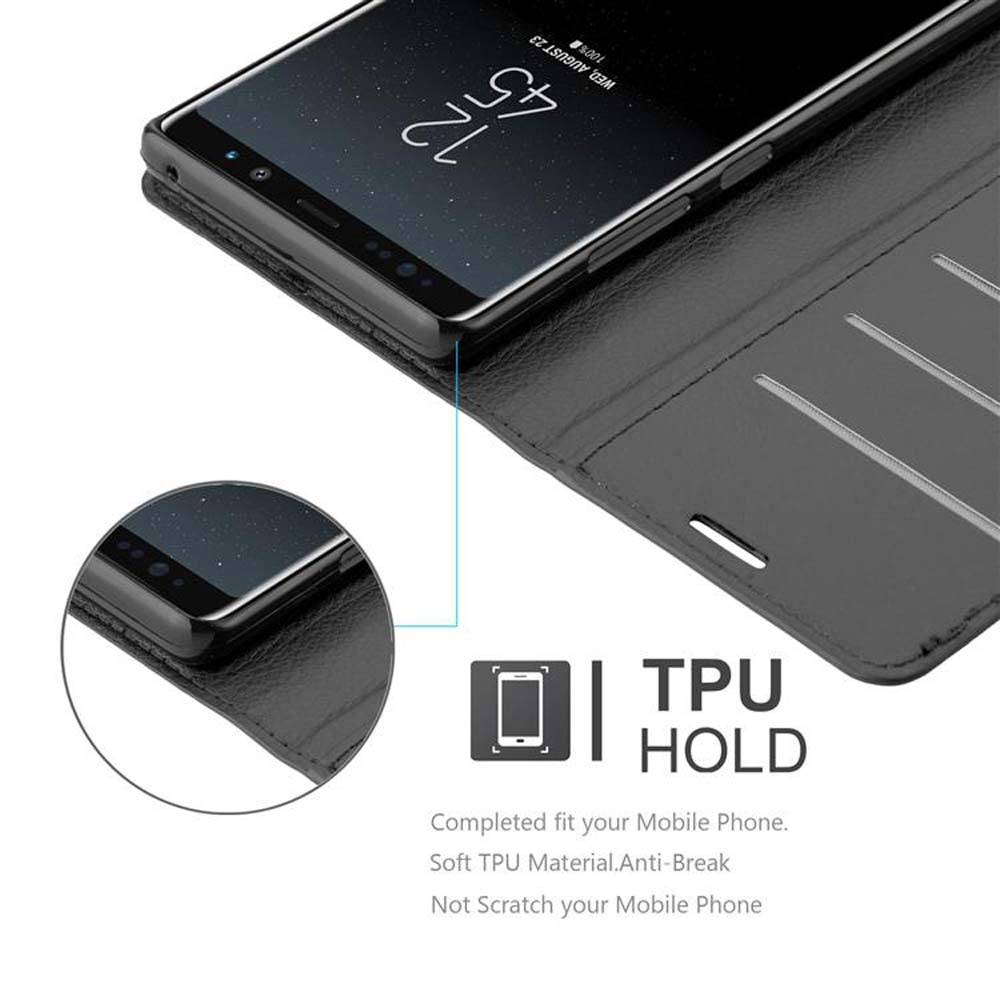 Cadorabo Hülle für Samsung Galaxy NOTE 8 Schutz Hülle in Schwarz Handyhülle Etui Case Cover Magnetverschluss