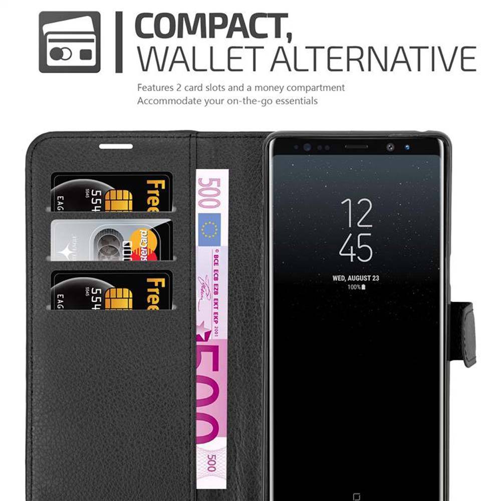 Cadorabo Hülle für Samsung Galaxy NOTE 8 Schutz Hülle in Schwarz Handyhülle Etui Case Cover Magnetverschluss
