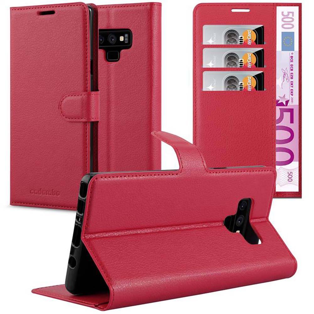 Cadorabo Hülle für Samsung Galaxy NOTE 9 Schutz Hülle in Rot Handyhülle Etui Case Cover Magnetverschluss