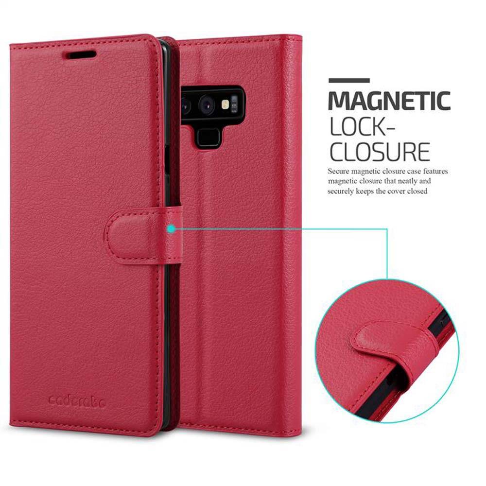 Cadorabo Hülle für Samsung Galaxy NOTE 9 Schutz Hülle in Rot Handyhülle Etui Case Cover Magnetverschluss
