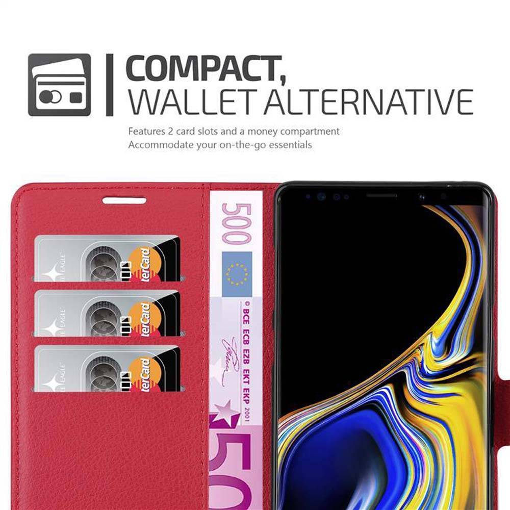 Cadorabo Hülle für Samsung Galaxy NOTE 9 Schutz Hülle in Rot Handyhülle Etui Case Cover Magnetverschluss