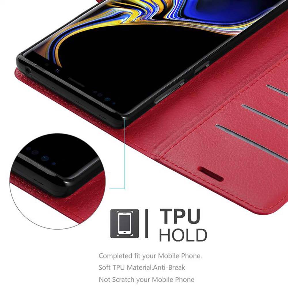 Cadorabo Hülle für Samsung Galaxy NOTE 9 Schutz Hülle in Rot Handyhülle Etui Case Cover Magnetverschluss