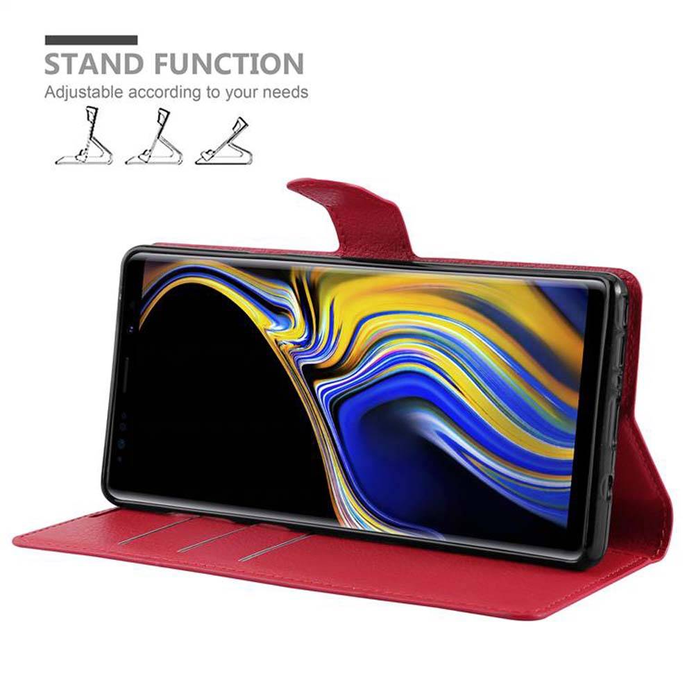 Cadorabo Hülle für Samsung Galaxy NOTE 9 Schutz Hülle in Rot Handyhülle Etui Case Cover Magnetverschluss