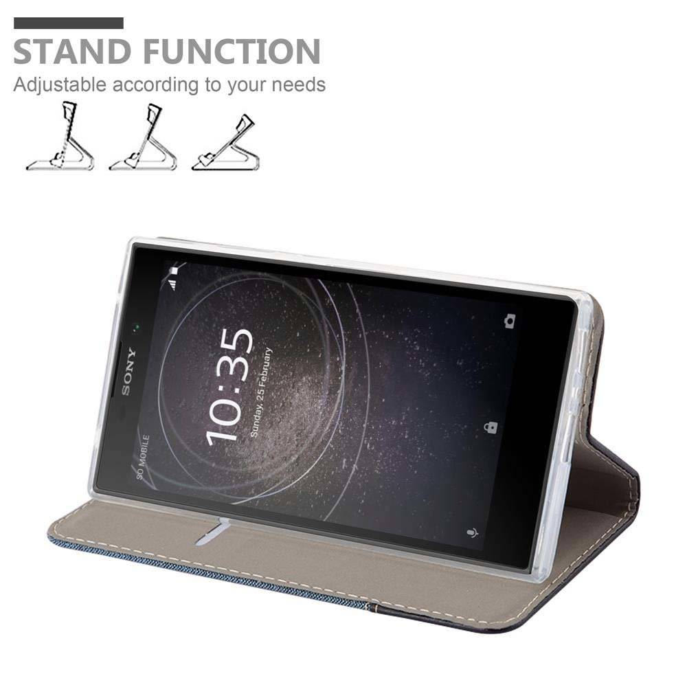 Cadorabo Handy Hülle für Sony Xperia L2 Hülle in DUNKEL BLAU SCHWARZ , Schutzhülle Tasche case cover mit Kartenfach, Standfunktion, Magnetverschlu