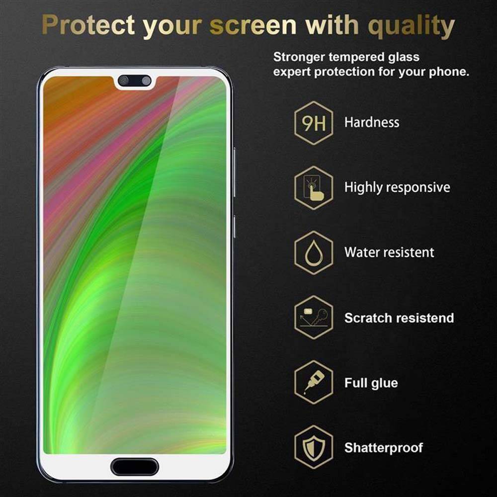 Cadorabo Panzerfolie für Huawei P20 Schutzfolie in Weiß Vollbild Folie Tempered Display Schutzglas