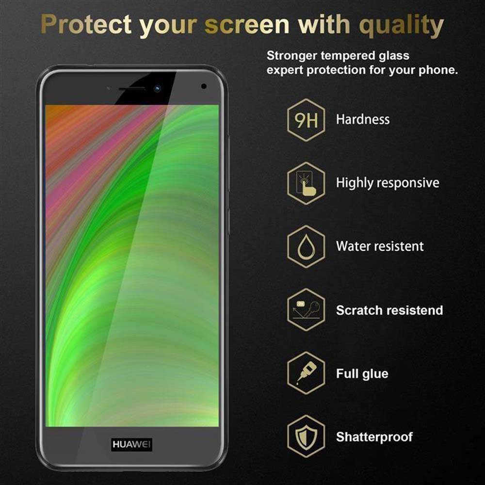Cadorabo Panzerfolie für Huawei P8 LITE 2017 Schutzfolie in Schwarz Vollbild Folie Tempered Display Schutzglas