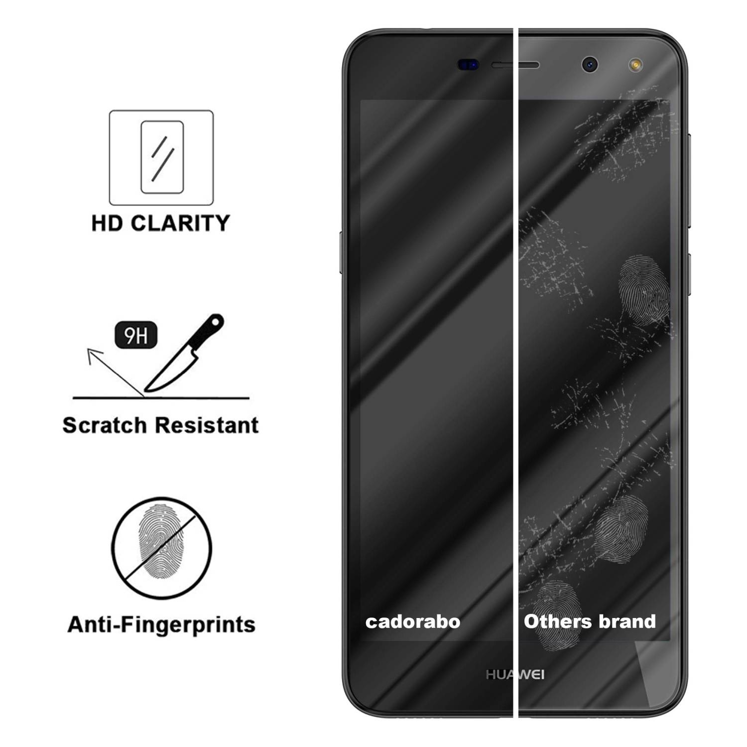 Cadorabo Panzerfolie für Huawei Y6 2017 Schutzfolie in Schwarz Vollbild Folie Tempered Display Schutzglas