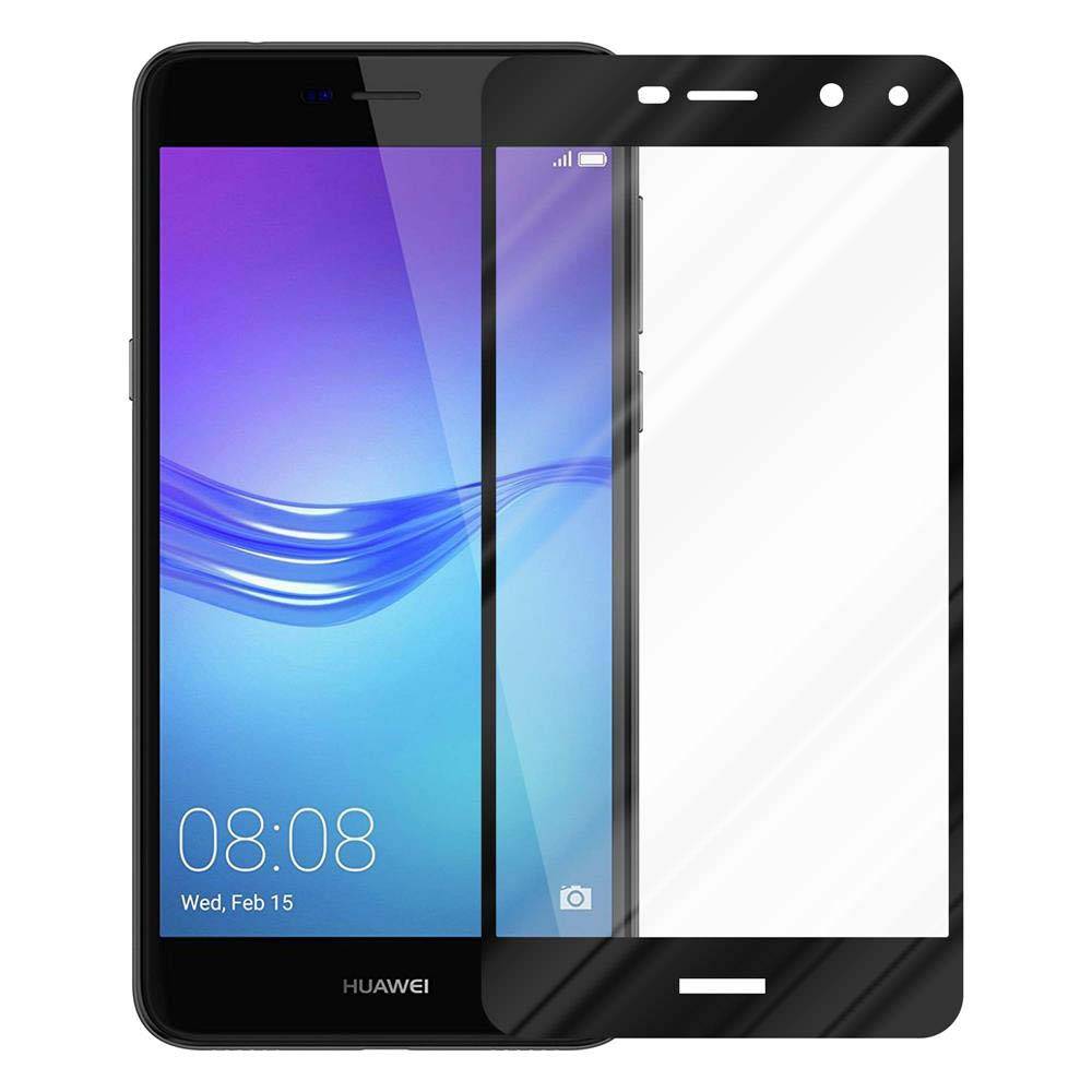 Cadorabo Panzerfolie für Huawei Y6 2017 Schutzfolie in Schwarz Vollbild Folie Tempered Display Schutzglas