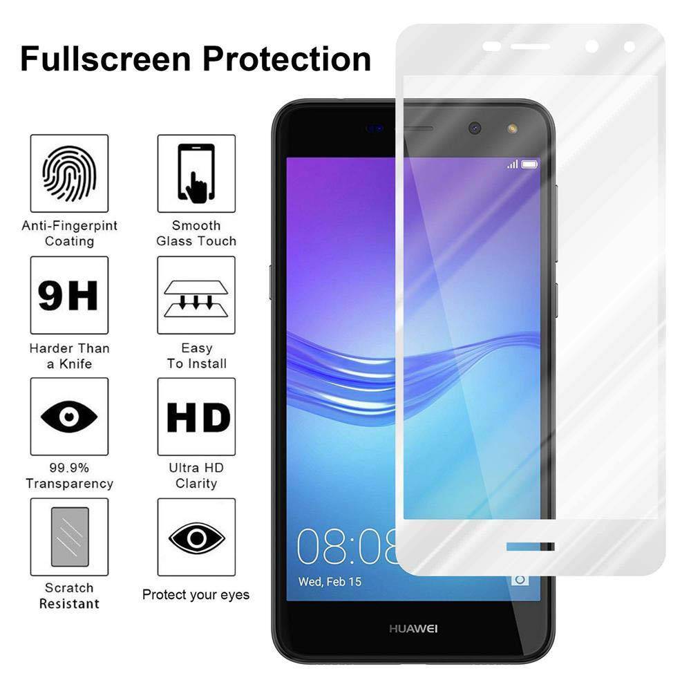 Cadorabo Panzerfolie für Huawei Y6 2017 Schutzfolie in Weiß Vollbild Folie Tempered Display Schutzglas