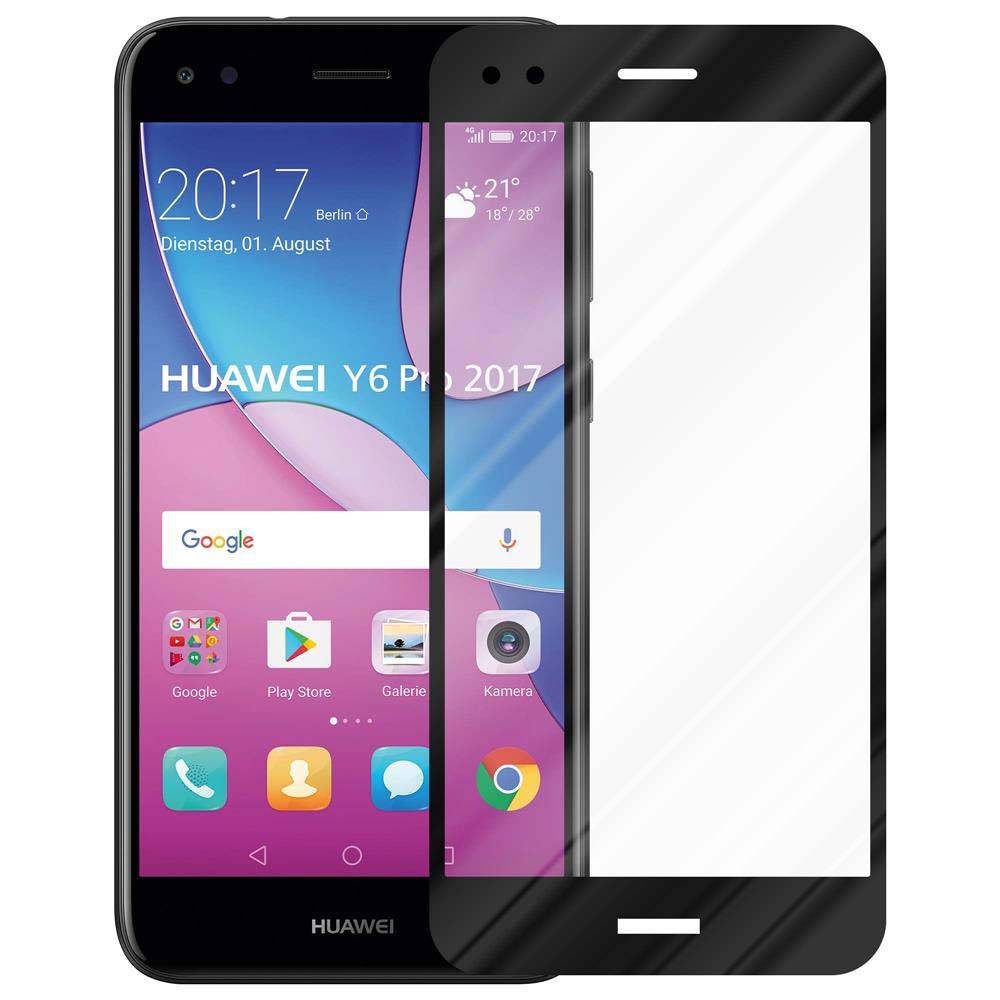 Cadorabo Panzerfolie für Huawei Y6 PRO 2017 Schutzfolie in Schwarz Vollbild Folie Tempered Display Schutzglas