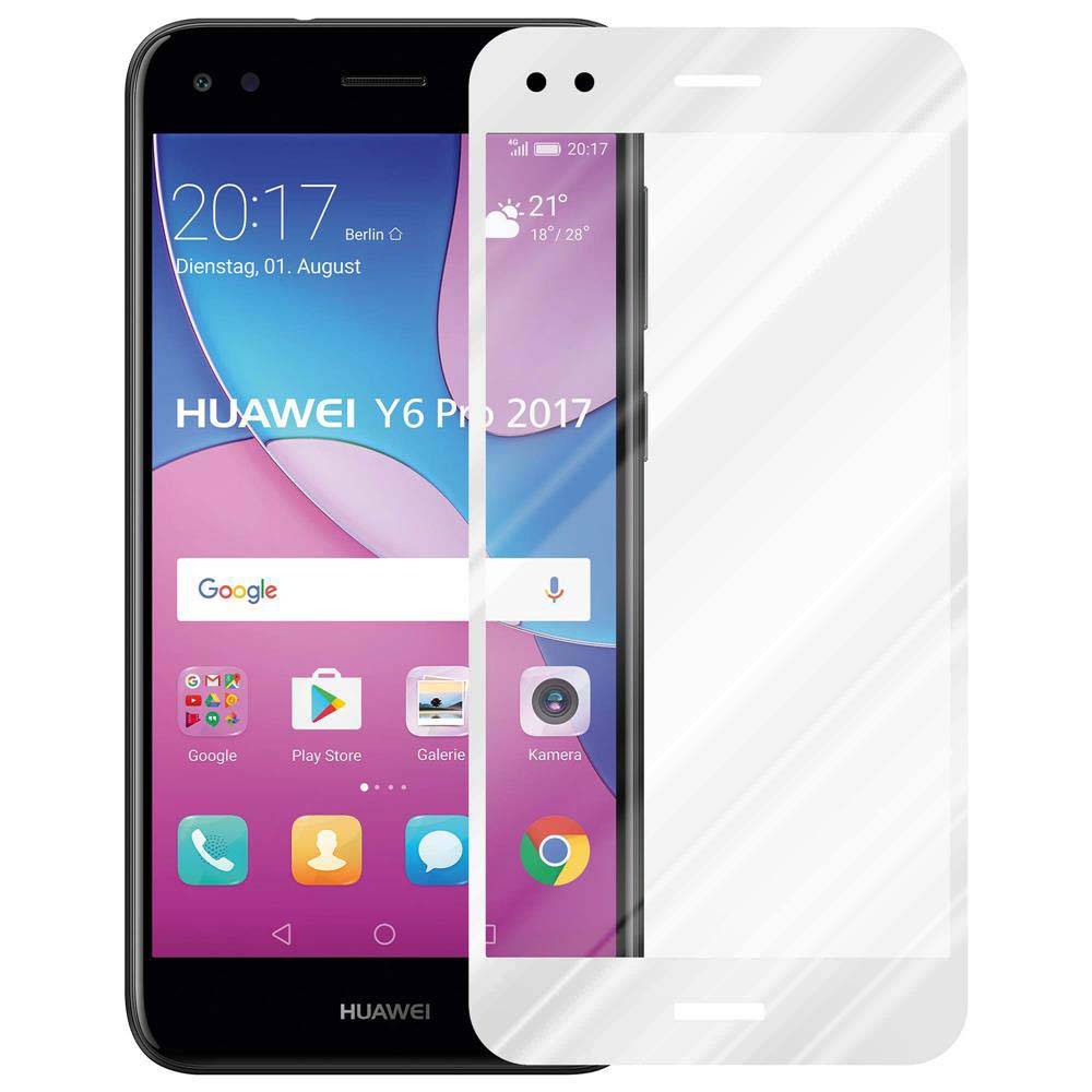 Cadorabo Panzerfolie für Huawei Y6 PRO 2017 Schutzfolie in Weiß Vollbild Folie Tempered Display Schutzglas