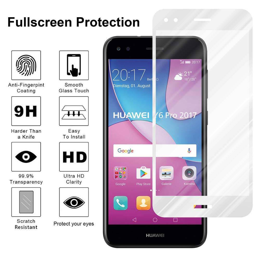 Cadorabo Panzerfolie für Huawei Y6 PRO 2017 Schutzfolie in Weiß Vollbild Folie Tempered Display Schutzglas
