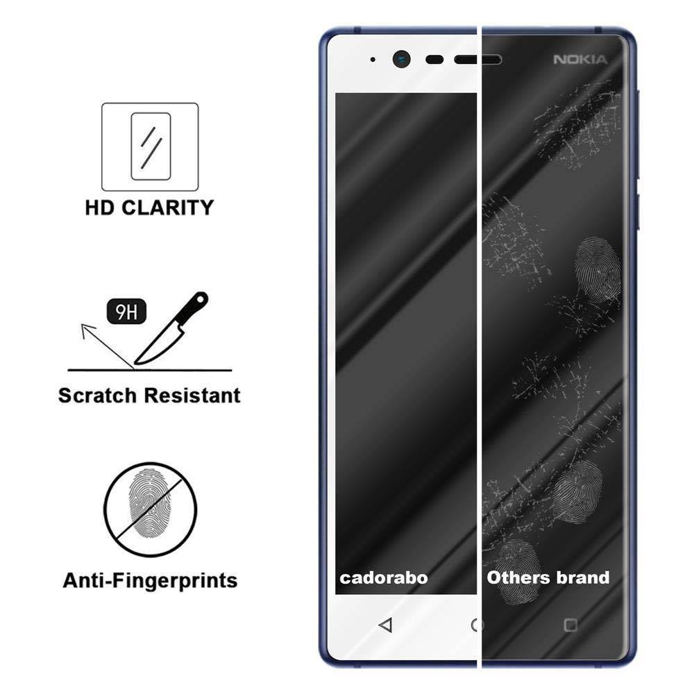 Cadorabo Panzerfolie für Nokia 3.1 2018 Schutzfolie in Weiß Vollbild Folie Tempered Display Schutzglas