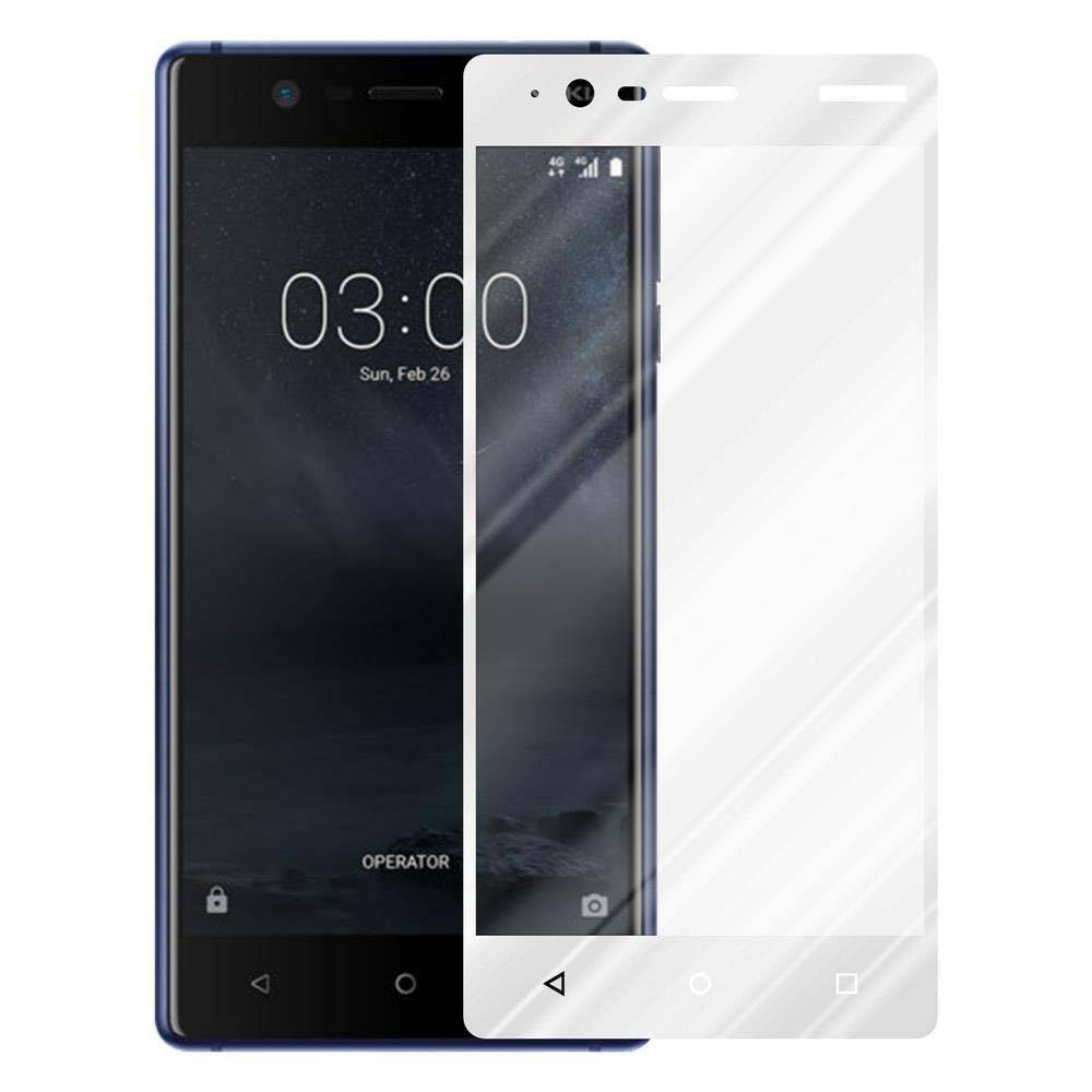 Cadorabo Panzerfolie für Nokia 3.1 2018 Schutzfolie in Weiß Vollbild Folie Tempered Display Schutzglas