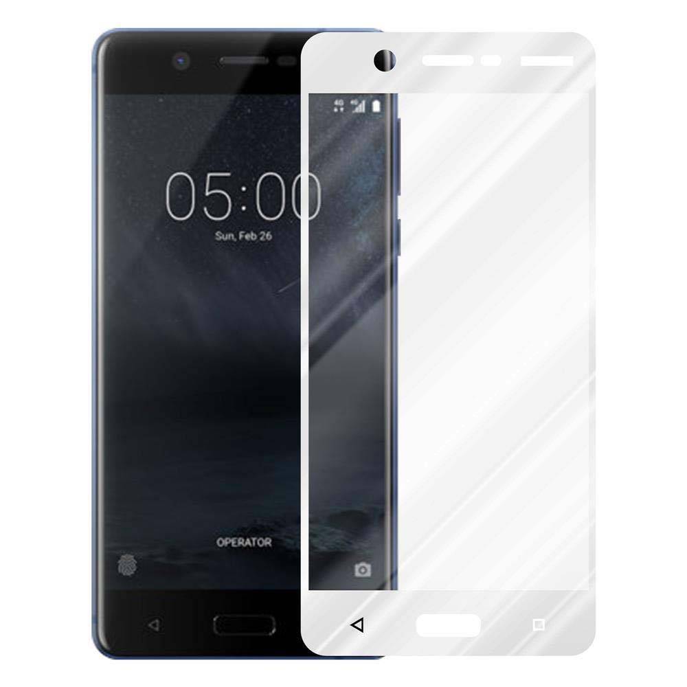Cadorabo Panzerfolie für Nokia 5.1 2018 Schutzfolie in Weiß Vollbild Folie Tempered Display Schutzglas