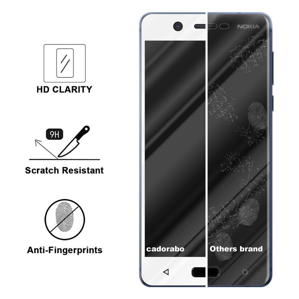 Cadorabo Panzerfolie für Nokia 5.1 2018 Schutzfolie in Weiß Vollbild Folie Tempered Display Schutzglas
