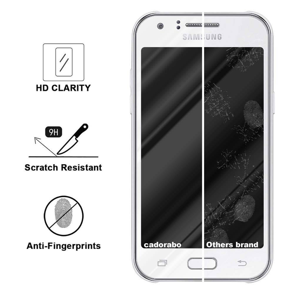 Cadorabo Panzerfolie für Samsung Galaxy J1 2015 Schutzfolie in Weiß Vollbild Folie Tempered Display Schutzglas