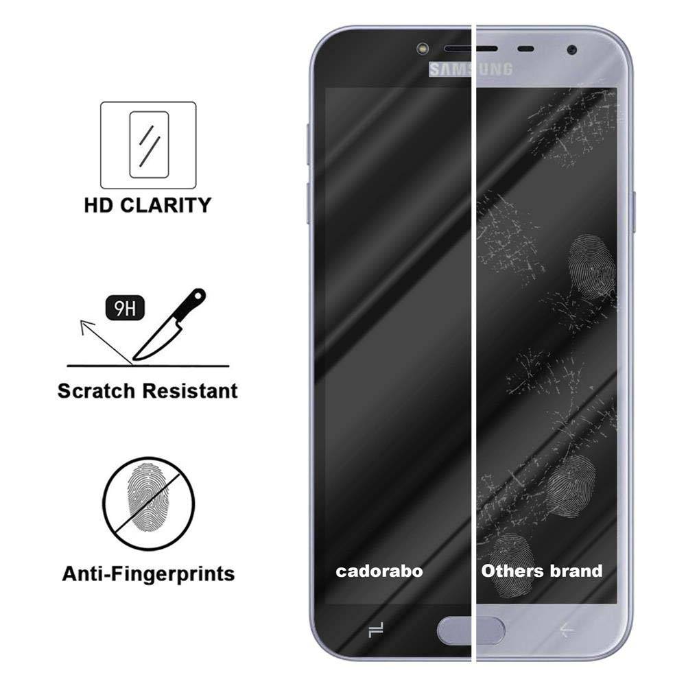 Cadorabo Panzerfolie für Samsung Galaxy J4 2018 Schutzfolie in Schwarz Vollbild Folie Tempered Display Schutzglas