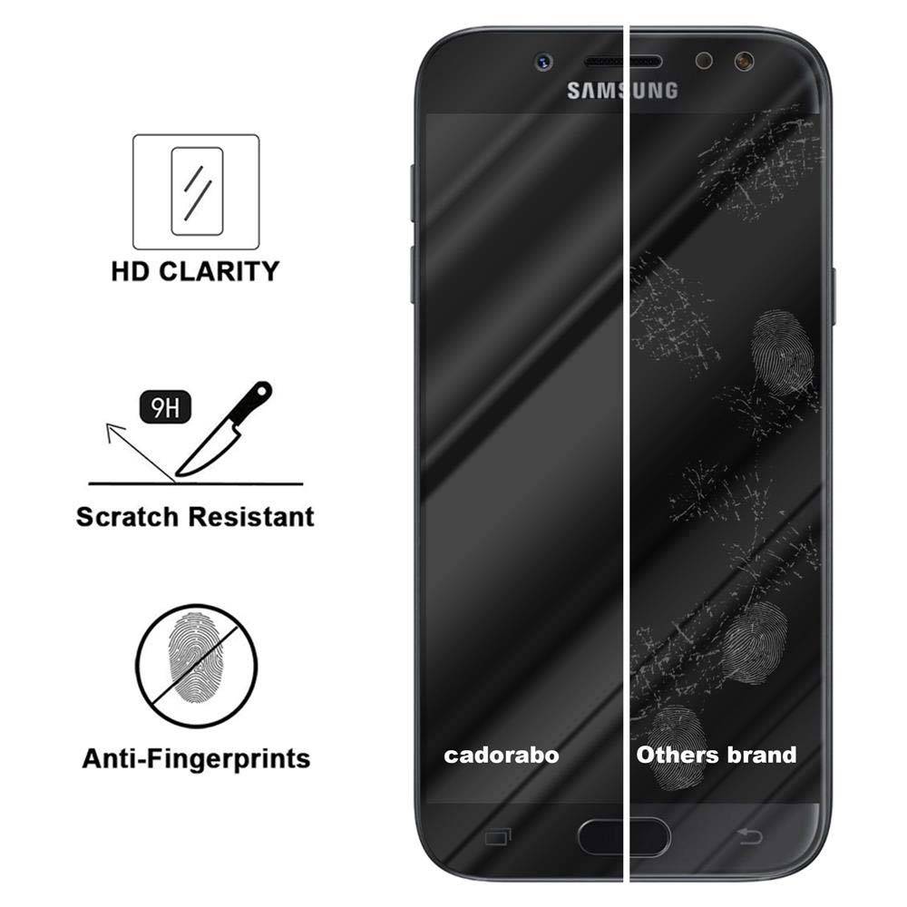 Cadorabo Panzerfolie für Samsung Galaxy J7 2017 Schutzfolie in Schwarz Vollbild Folie Tempered Display Schutzglas