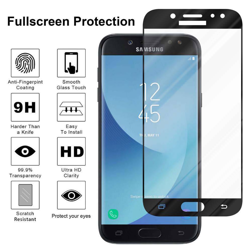 Cadorabo Panzerfolie für Samsung Galaxy J7 2017 Schutzfolie in Schwarz Vollbild Folie Tempered Display Schutzglas